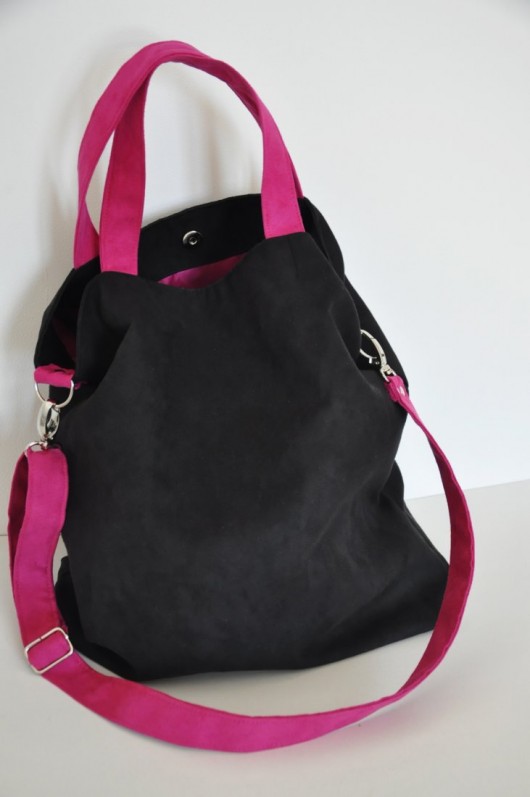 Torba hobo XXL - czerń, fuksja PRACOWNIA 166