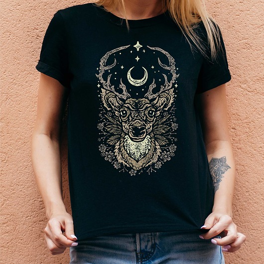 t-shirt damskie Koszulka damska organiczna Majestic deer