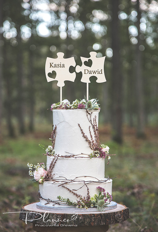 dodatki ślubne Toper Topper na tort puzzle na ślub i wesele