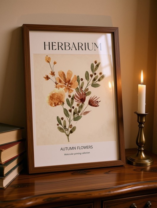 grafiki i ilustracje PLAKAT herbarium kwiaty jesienne