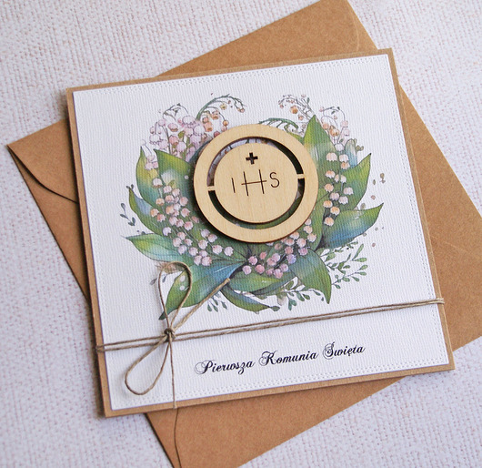 kartki na komunię Kartka z życzeniami : konwalie : I Komunia Święta : konwalie IHS