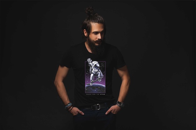 t-shirty męskie Koszulka organiczna z nadrukiem Reach for the star