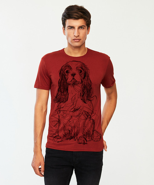 t-shirty męskie Cavalier Dog no.2 Men's T-shirt marsala