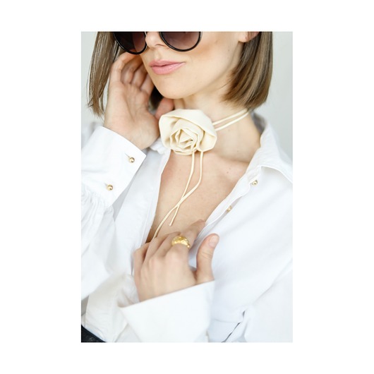 chokery Jedwabny  kremowy choker