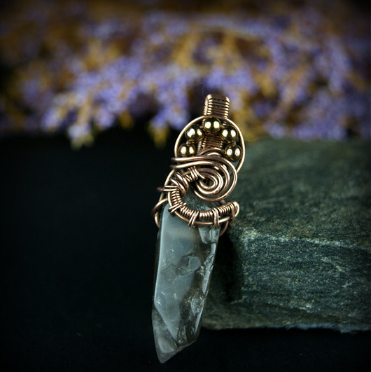 wisiory Kwarc dymny wisiorek wire wrapping