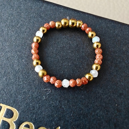 pierścionki elastyczne Pierścionek elastyczny kamień księżycowy i kamień pustyni