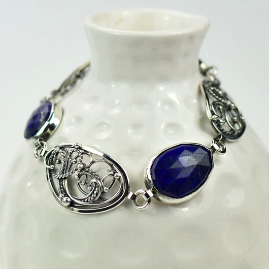 bransoletki srebrne Cala - bransoletka z lapis lazuli