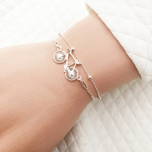 bransoletki srebrne Bransoletka z rowerem, srebrny rower