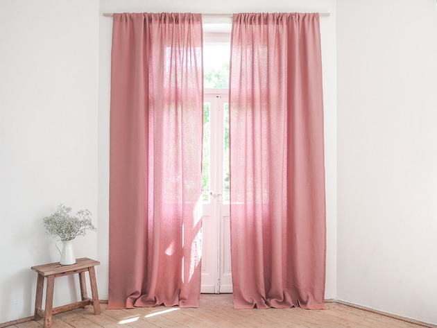 Zasłona z tunelem  DUSTY PINK so linen!