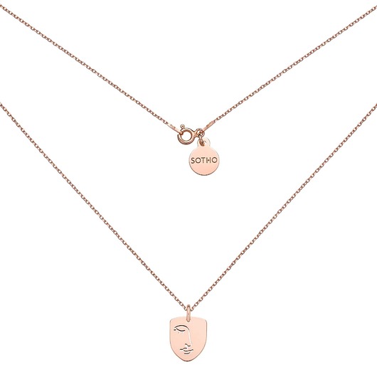 złote naszyjniki Medalion z różowego złota Face N4