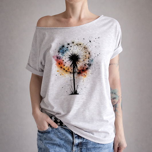 t-shirt damskie Duchawiec Kolorowy Szary Oversize