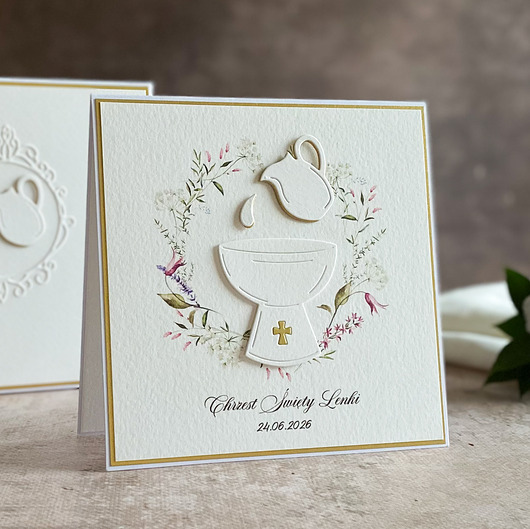 kartki, zaproszenia na chrzest Pamiątka chrztu w pudełku z kopertą, 49E