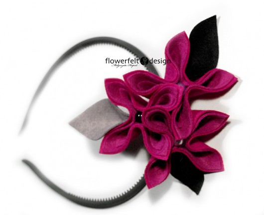 fuksja z czarnym   FlowerFelt Design