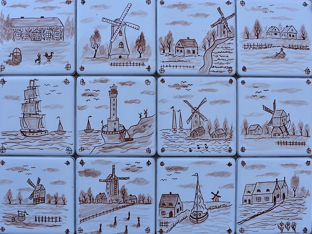 kafle i panele Zestaw kafle holenderskie ręcznie malowane kafle płytki delft