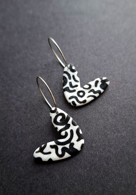 kolczyki z masy plastycznej Kolczyki ecce serce no7