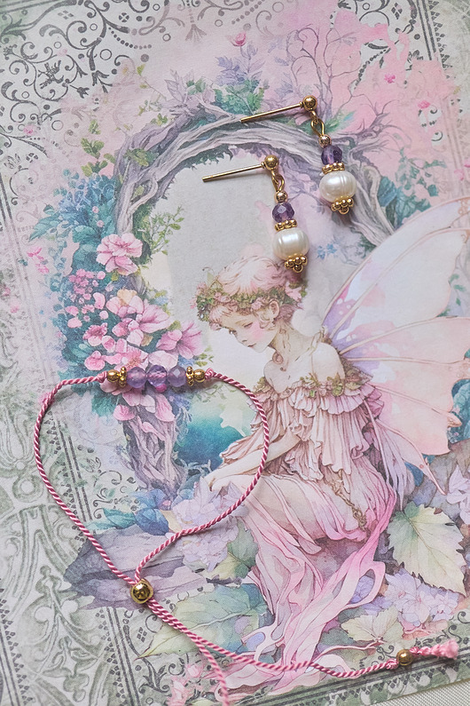 kolczyki z kamieniami Kolczyki z ametystem i perłą