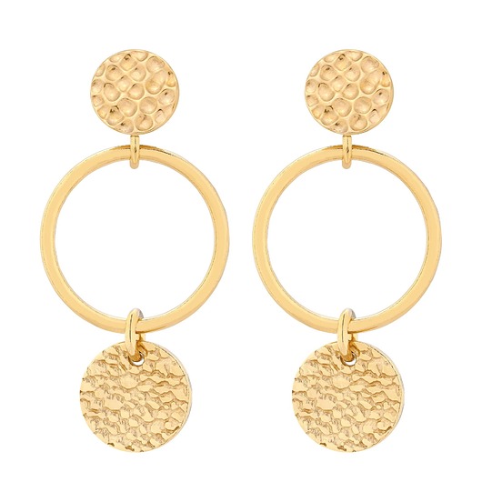 kolczyki srebrne Złote kolczyki koła z chropowatymi kółeczkami