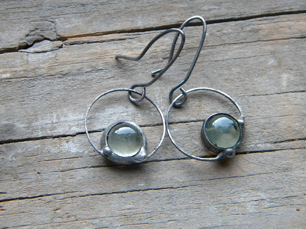 kolczyki wire wrapping Prehnit    -  kolczyki