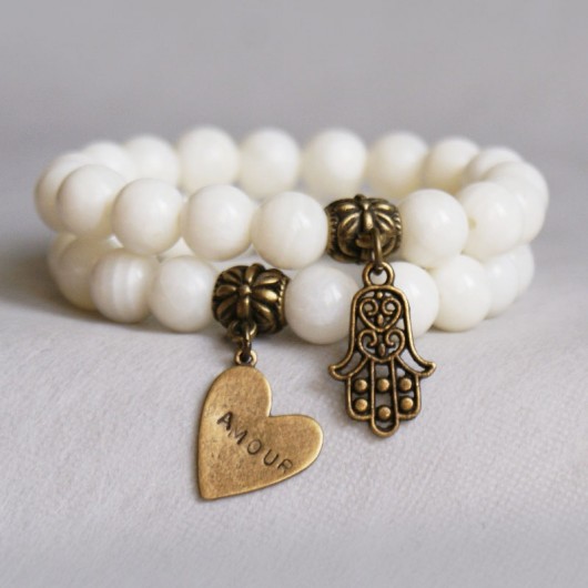 MUSZLA ecru & hamsa kaktusia