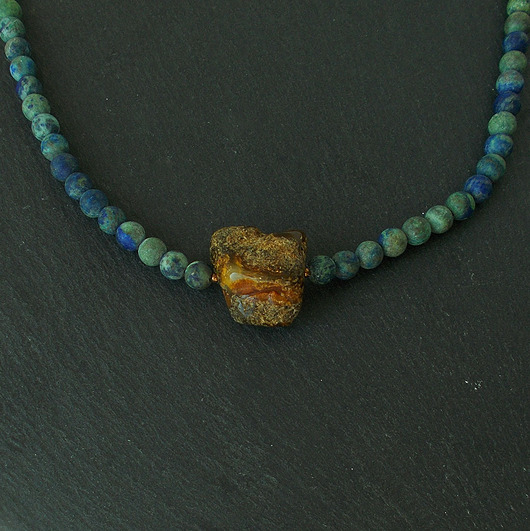kolie Bursztyn i chryzokola Naszyjnik