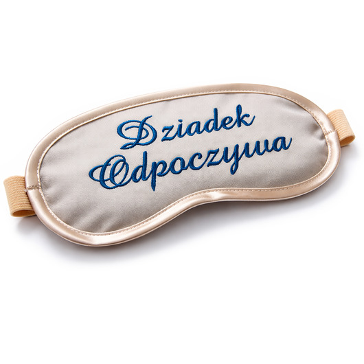 opaski na oczy OPASKA Beżowa bawełniana haftowana Dziadek odpoczywa PREZENT