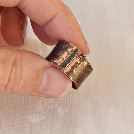 pierścionki - różne Pierścionek z kutej, oksydowanej miedzi /45/ biżuteria miedziana rękodzieło