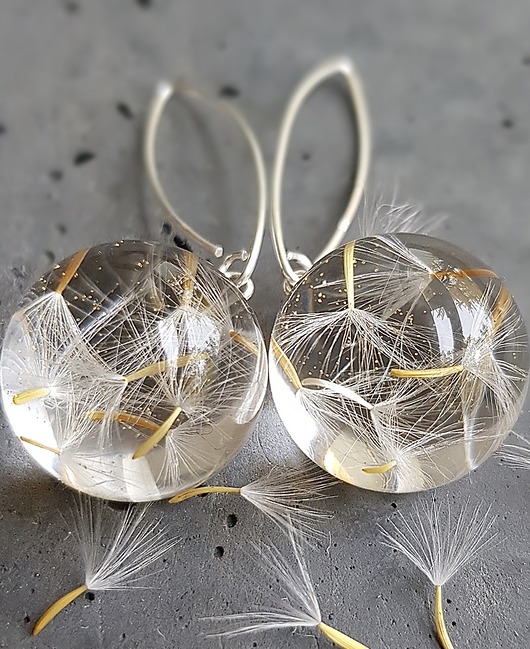 Kolczyki srebrne z nasionami dmuchawca Grol Jewellery