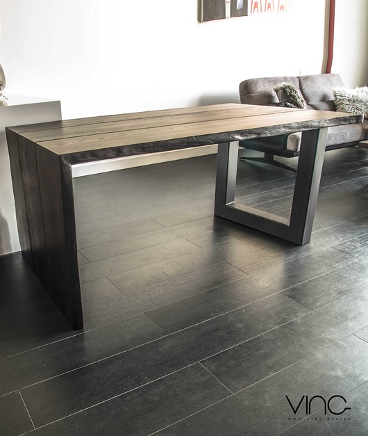 stoły Stół Dębowy lity industrial Loft  Nero