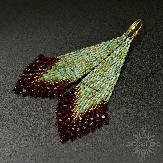 Gabhir, turkusowe "indiańskie" kolczyki, beading Sol