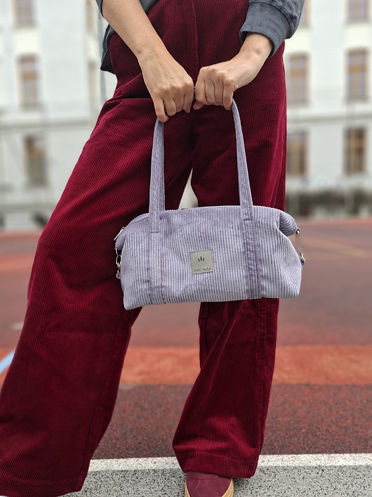 torby na ramię Sztruksowa torebka bagietka Fioletowa