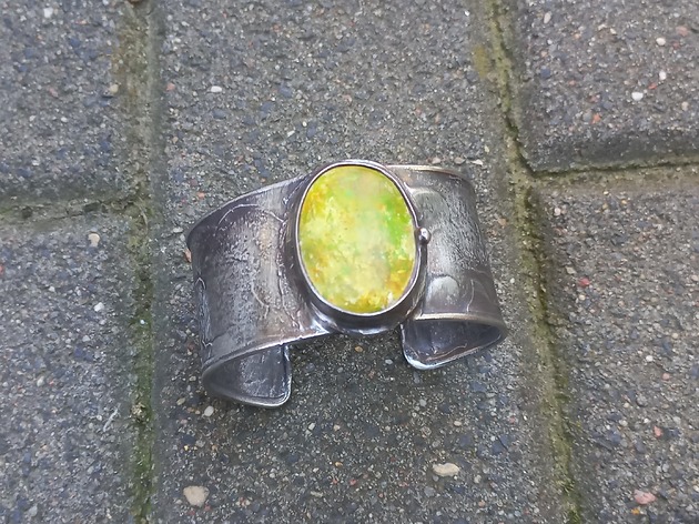 bransoletki wire wrapping Zielony staw - bransoletka regulowana