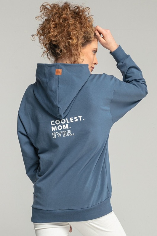 Bluza z kapturem COOLEST MOM EVER blue mamatu