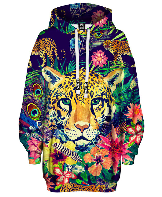 bluza z kapturem damska Bluza Oversize Tunika DR.CROW Hidden Leopard