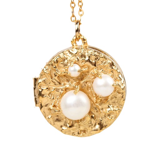 złote naszyjniki Złoty sekretnik z perłami Organica