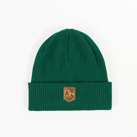 czapki damskie Czapka zimowa beanie SZWENDAM butelkowa zieleń