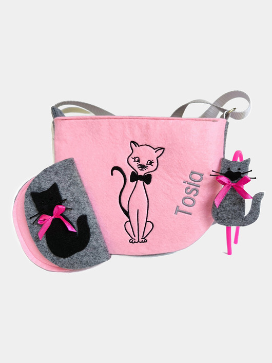 torebki, worki i plecaki dziecięce Torebeczka z kotem,  opaska, kot, portfelik