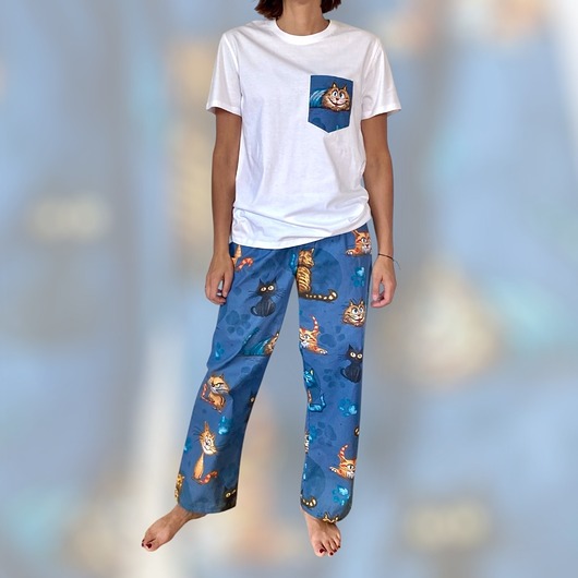 piżamy damskie Piżama Unisex bawełniana w koty