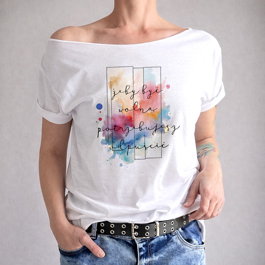 t-shirt damskie By być wolną Biały Oversize
