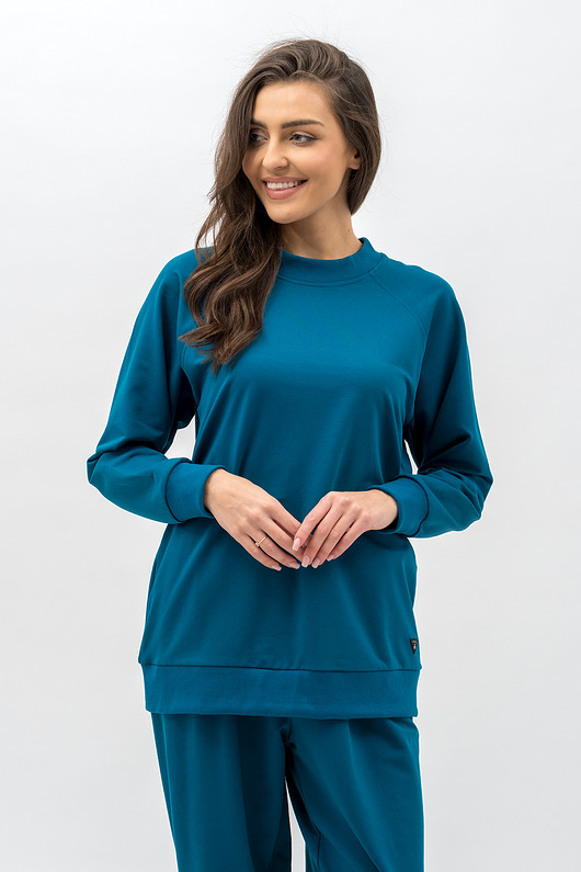 bluza bez kaptura damska Bluza damska raglan basic ,,ADALET" petrol