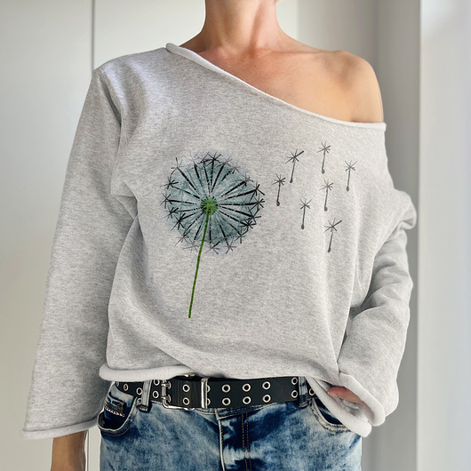 bluza bez kaptura damska Dmuchawiec Szara bluza cięta Bez ściągaczy