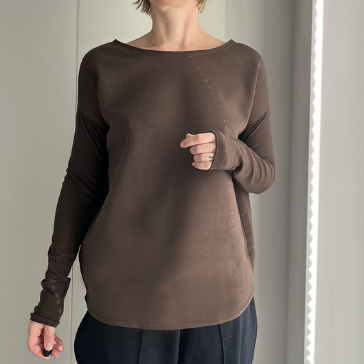 bluza bez kaptura damska Gruby Wąski rękaw Brązowy