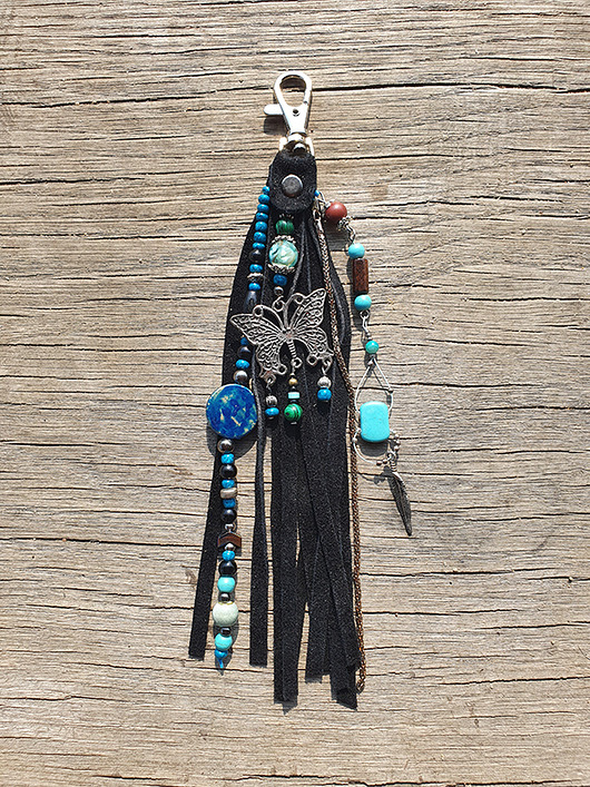 breloki Skórzany  brelok, chwost  do torebki, zawieszka do torebki boho