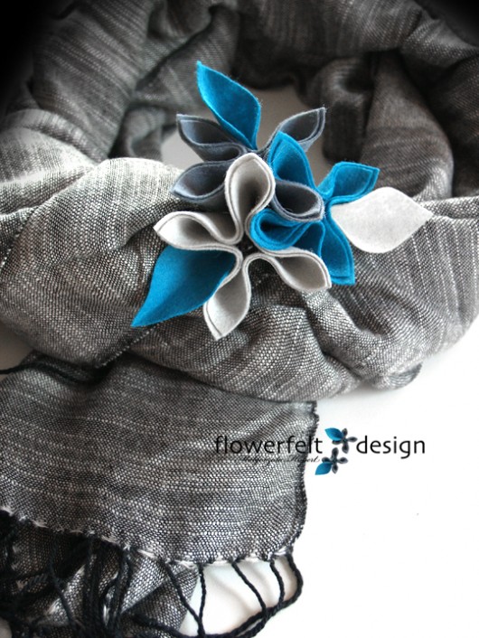 szarości z turkusem FlowerFelt Design