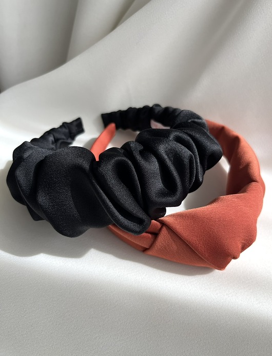 opaski do włosów Zestaw 2 opasek -  marszczona Hush maxi & pomarańczowa supełkowa Orange