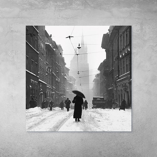 fotografia Plakat Vintage - Kobieta z parasolem