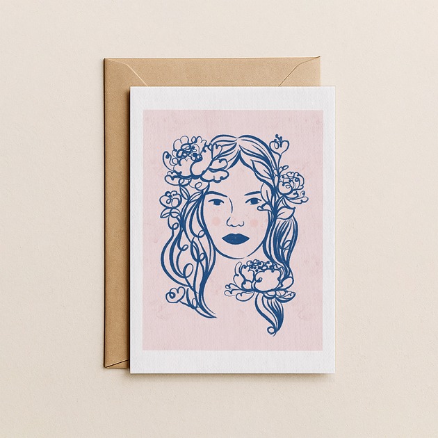 kartki okolicznościowe - wydruki Kartka z Kobietą w kwiatach