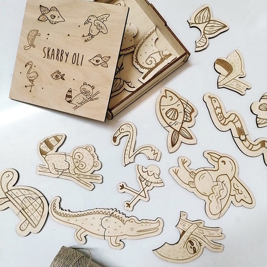 klocki i zabawki drewniane Puzzle + personalizowane drewniane pudełko