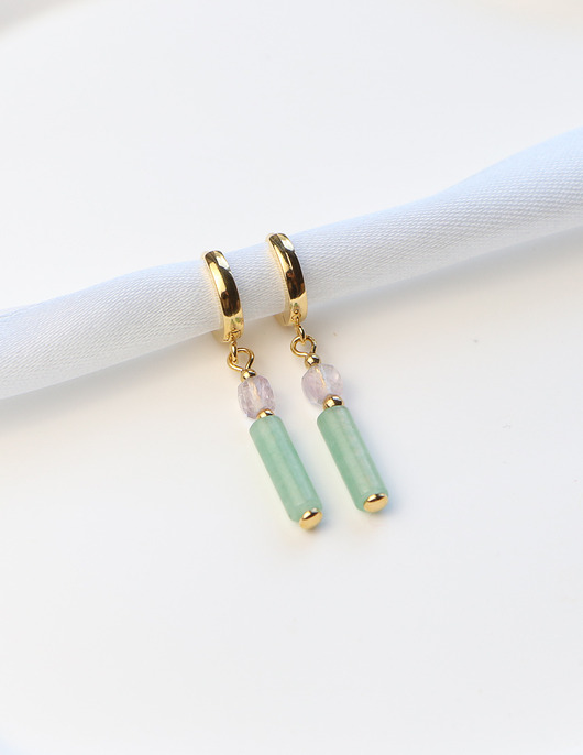 kolczyki pozłacane Kolczyki pozłacane - Awenturyn i Fluoryt