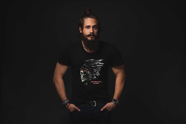 t-shirty męskie Koszulka organiczna z nadrukiem Indianin