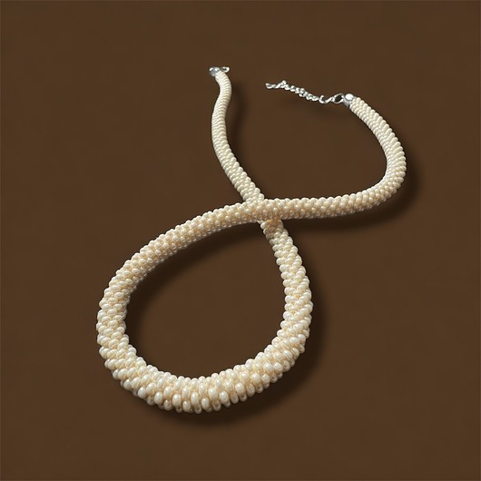 kolie Perłowy naszyjnik w stylu retro / sznur koralikowy rękodzieło